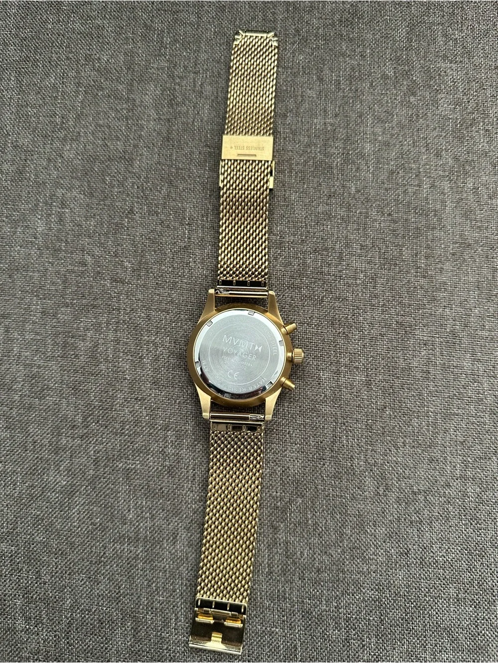MVMT Gold Mesh Chronograph Watch with Black Dial - Voyager